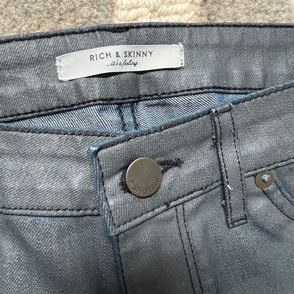 Rich & Skinny Grey Waxed Denim Jeans